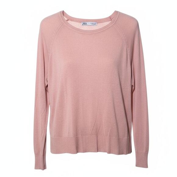 ZARA PINK CREW NECK PULL OVER CARDIGAN SIZE SMALL - Picture 1 of 8